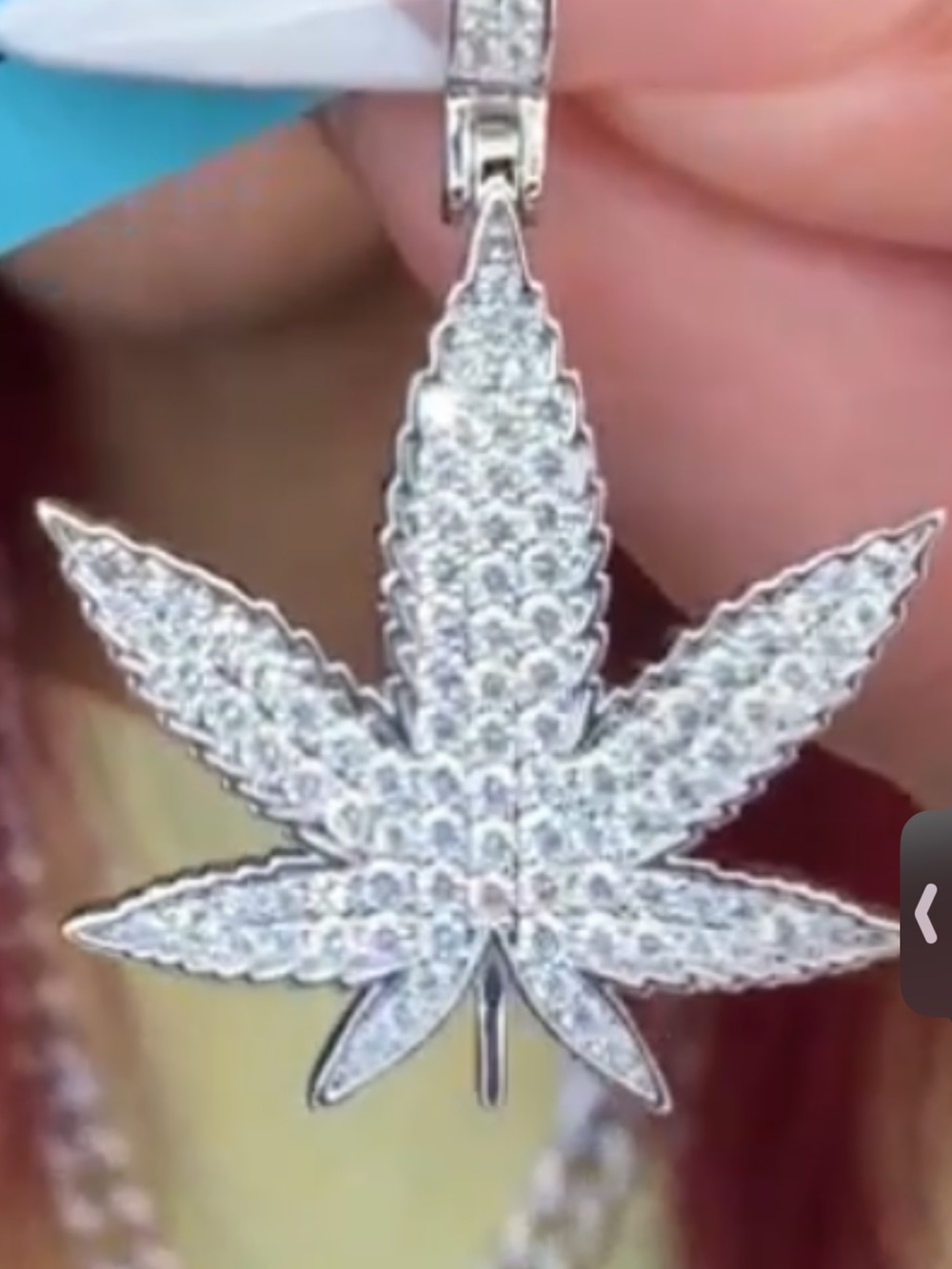 Silver-Tone Pavé Cannabis Leaf Pendant Necklace - Women's Jewelry